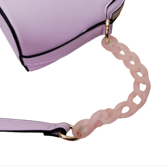 A NEW DAY Lavender Crossbody Bag Plastic Chain Mini Zipper Faux Leather - Picture 9 of 10